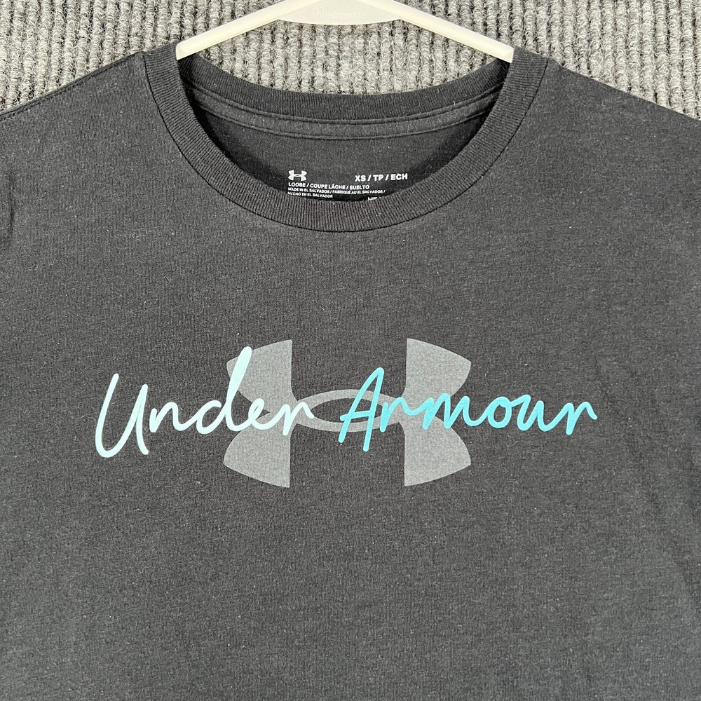 Under Armour Shirt Womens XS Extra Small Black Short Sleeve Loose Fit Heat Gear